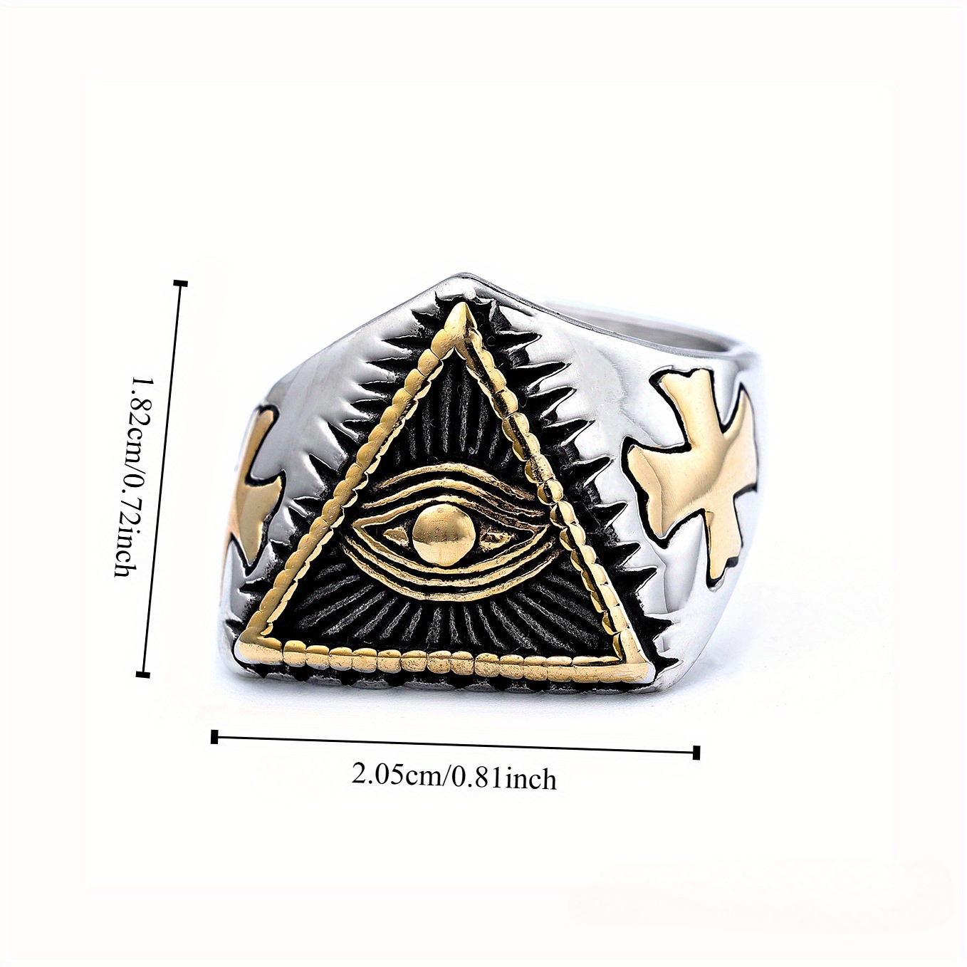 Triangle Eye All Seeing Titanium Ring